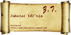 Zabolai Ténia névjegykártya